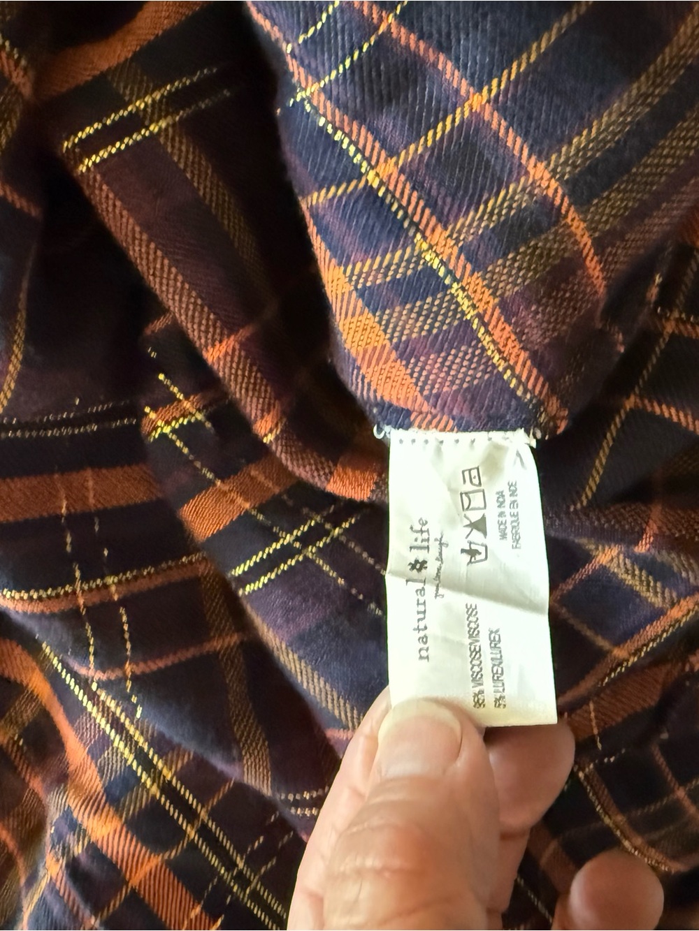 Natural Life Long Plaid Button-Front Maxi Dress in Burgundy and Navy - Picture 8 of 8